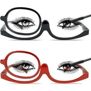 2-Pack Flip Lens Makeup Glasses – One-Eye Magnifier for Precise Eye Makeup X1.0